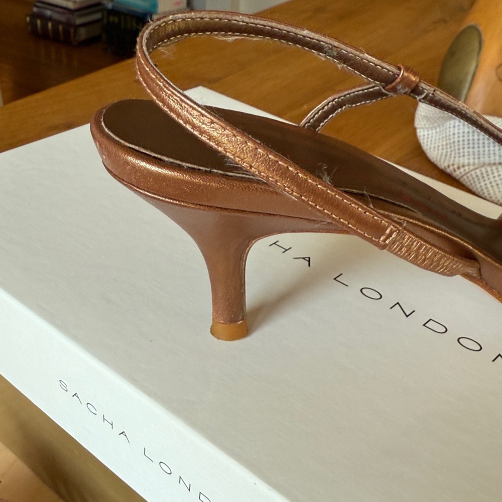 Sacha London Bronze Strappy Heels with Rose Detail - Picture 11 of 16